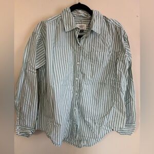 American Eagle Outfitters Green and White Striped Shirt